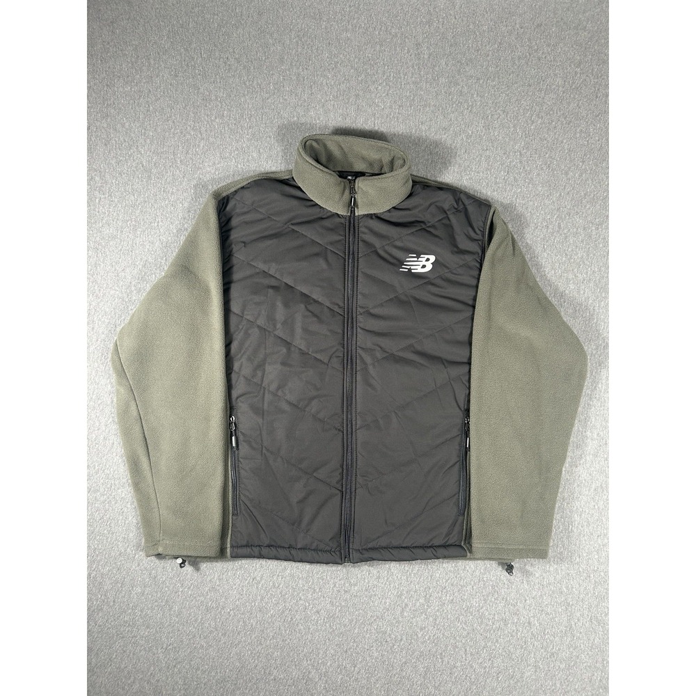 New Balance Quilted Fleece Full Zip Jacket Olive Green‎ Men's XL
